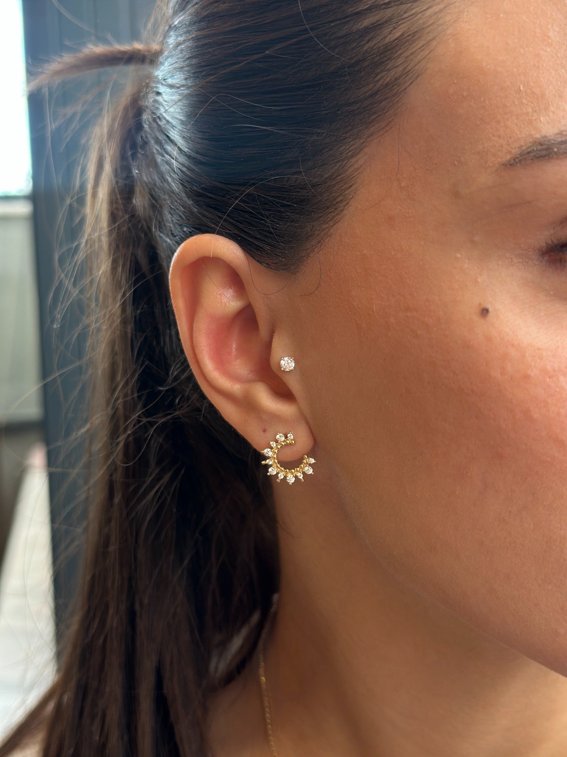 Işıltılı Ear Cuff Altın Küpe