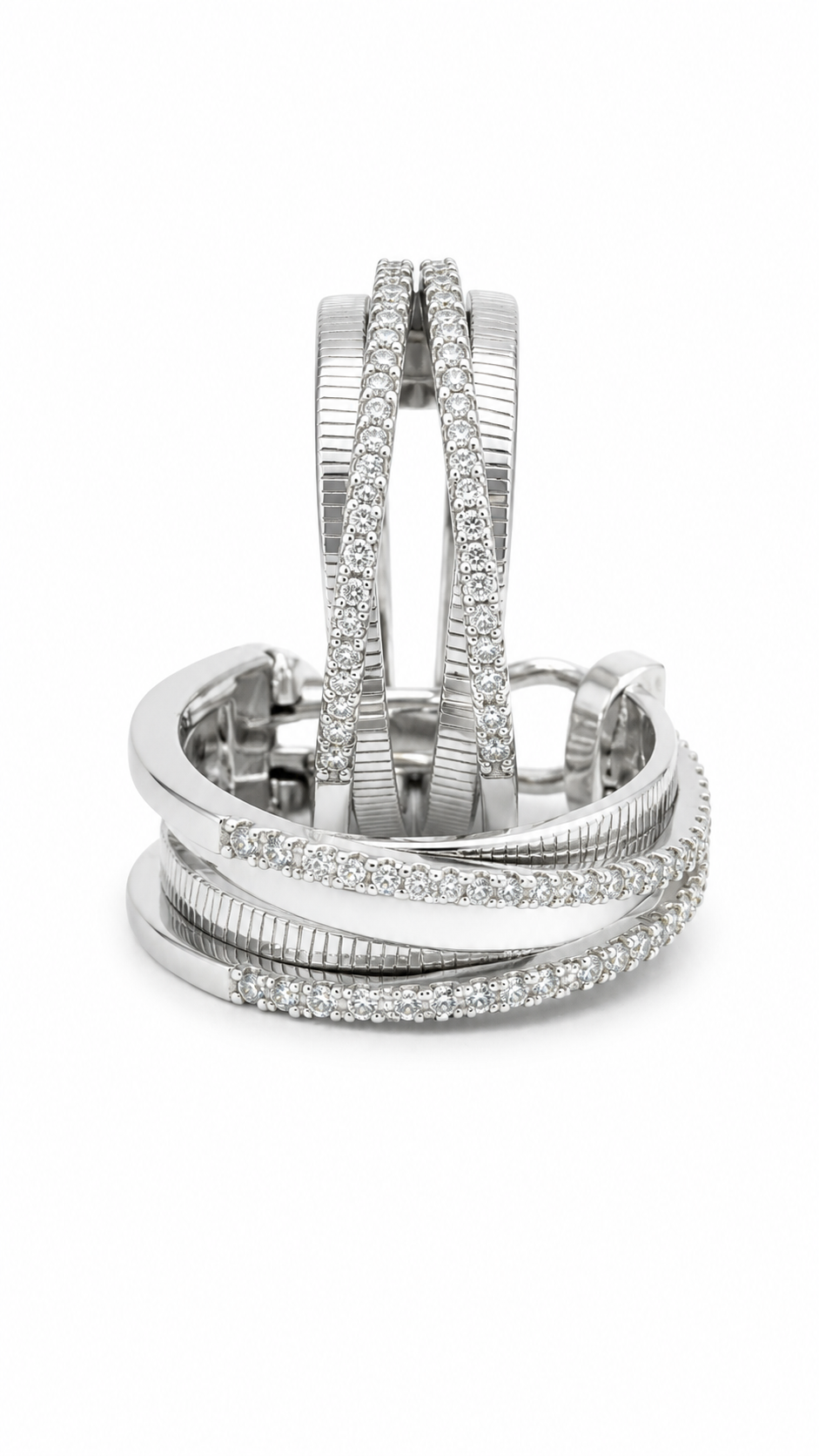 Swarovski Taşlı Örgü Model Gümüş Küpe