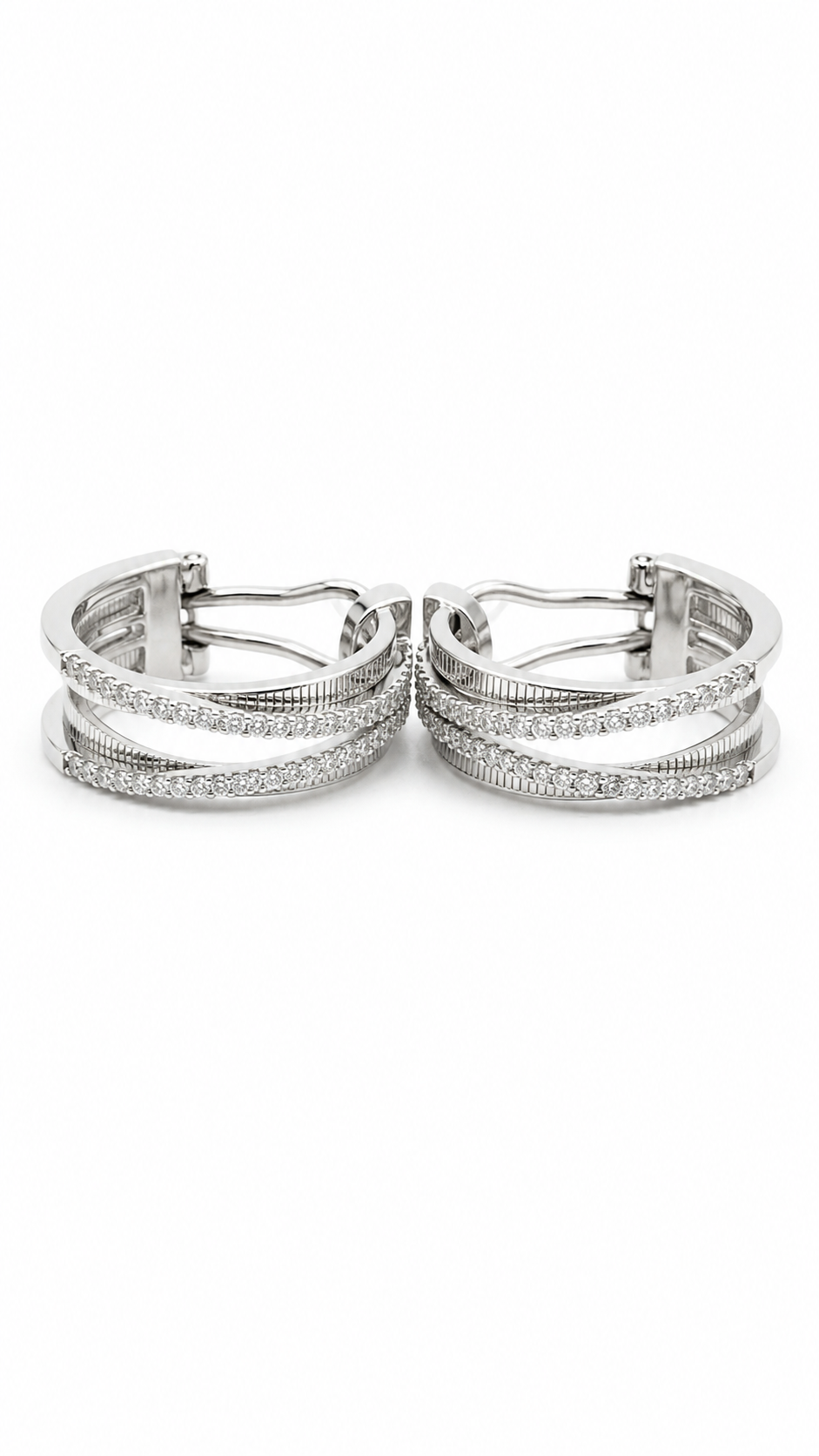 Swarovski Taşlı Örgü Model Gümüş Küpe