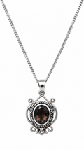 Smoky Quartz Taşlı Gümüş Kolye Ucu