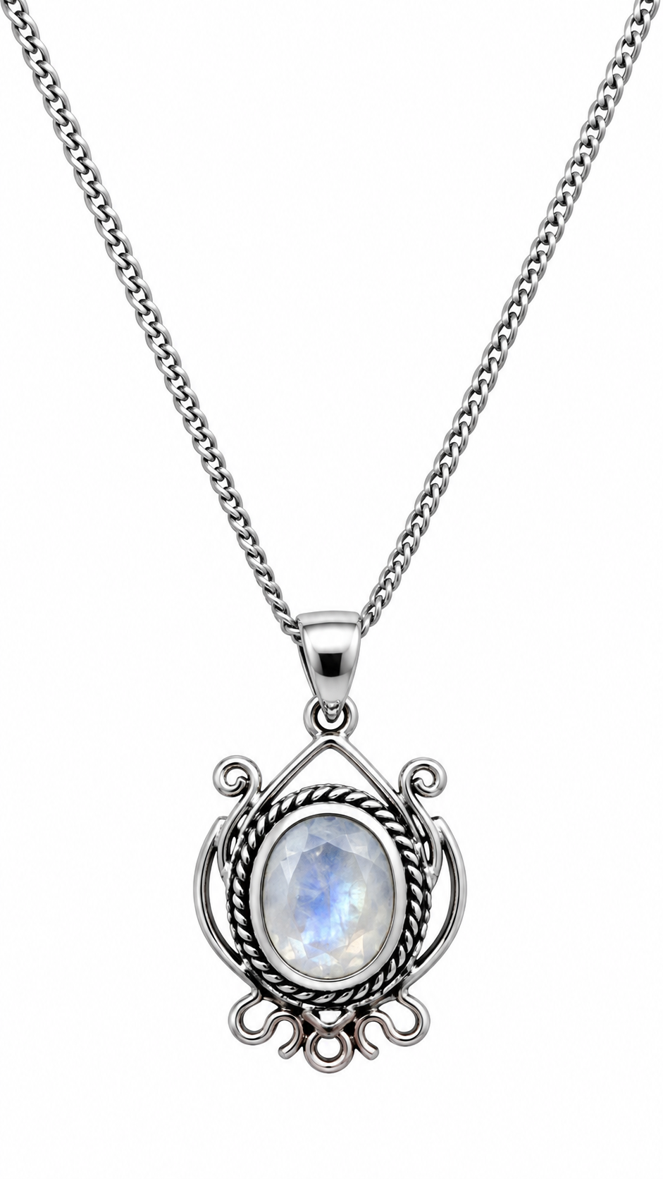 Opal Taşlı Gümüş Kolye Ucu