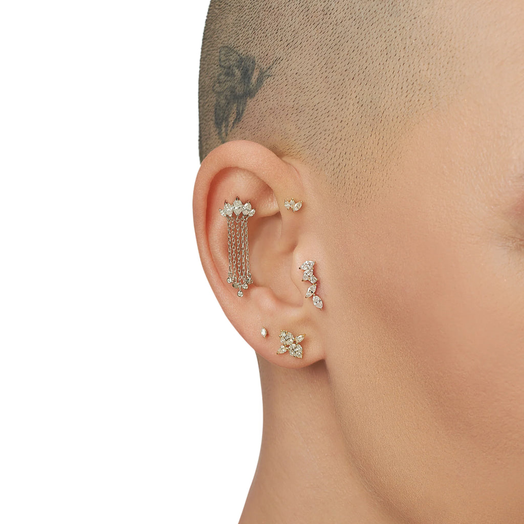 Arc Dikey Markiz Sallantılı Mix Pırlanta Piercing