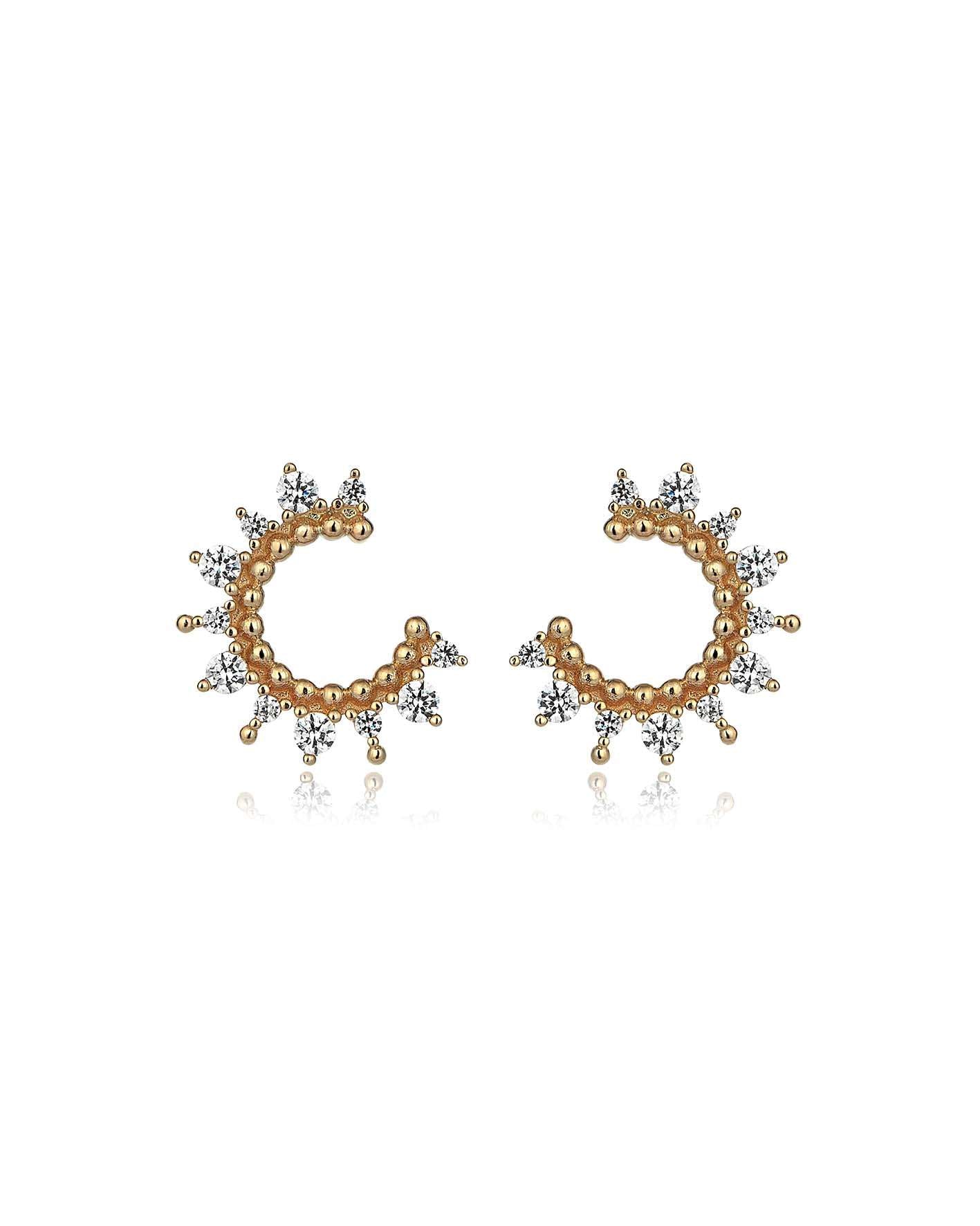 Işıltılı Ear Cuff Altın Küpe