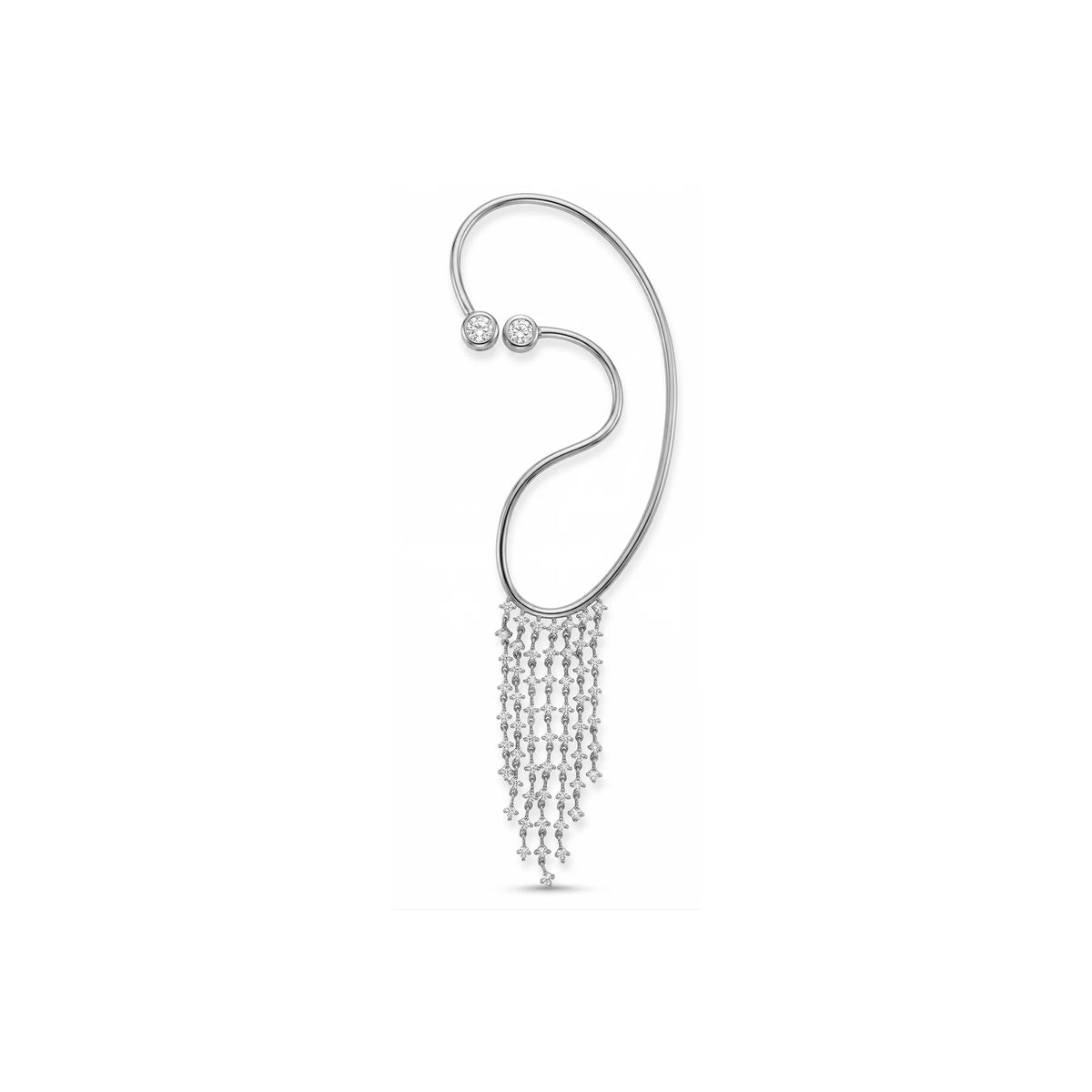Art of Ear Sallantılı Taşlı Zincir Püsküllü Tek Altın Küpe