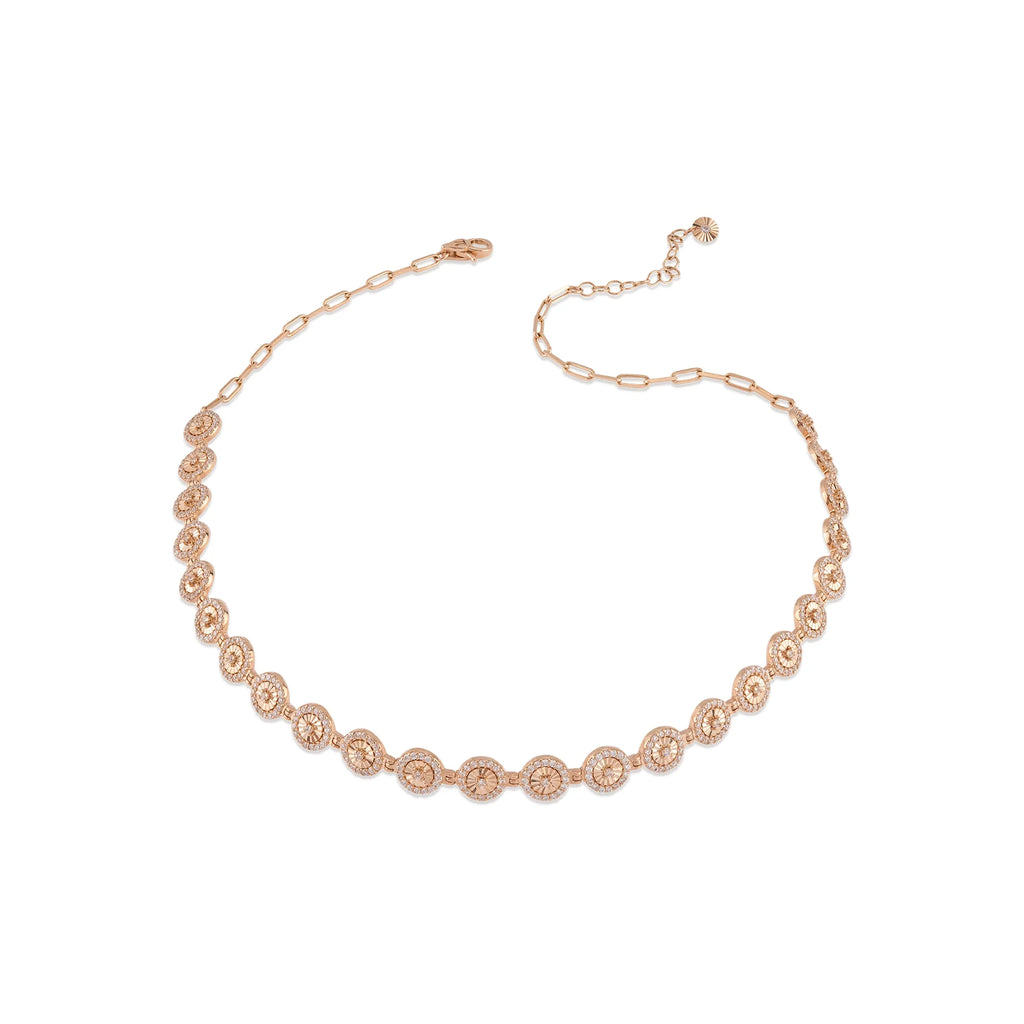 Flamenko Ardışık Sıralı Taşlı Altın Choker Kolye