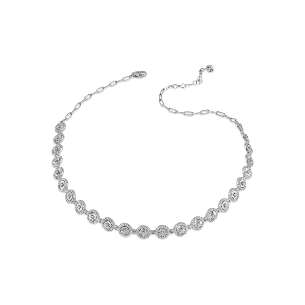 Flamenko Ardışık Sıralı Taşlı Altın Choker Kolye