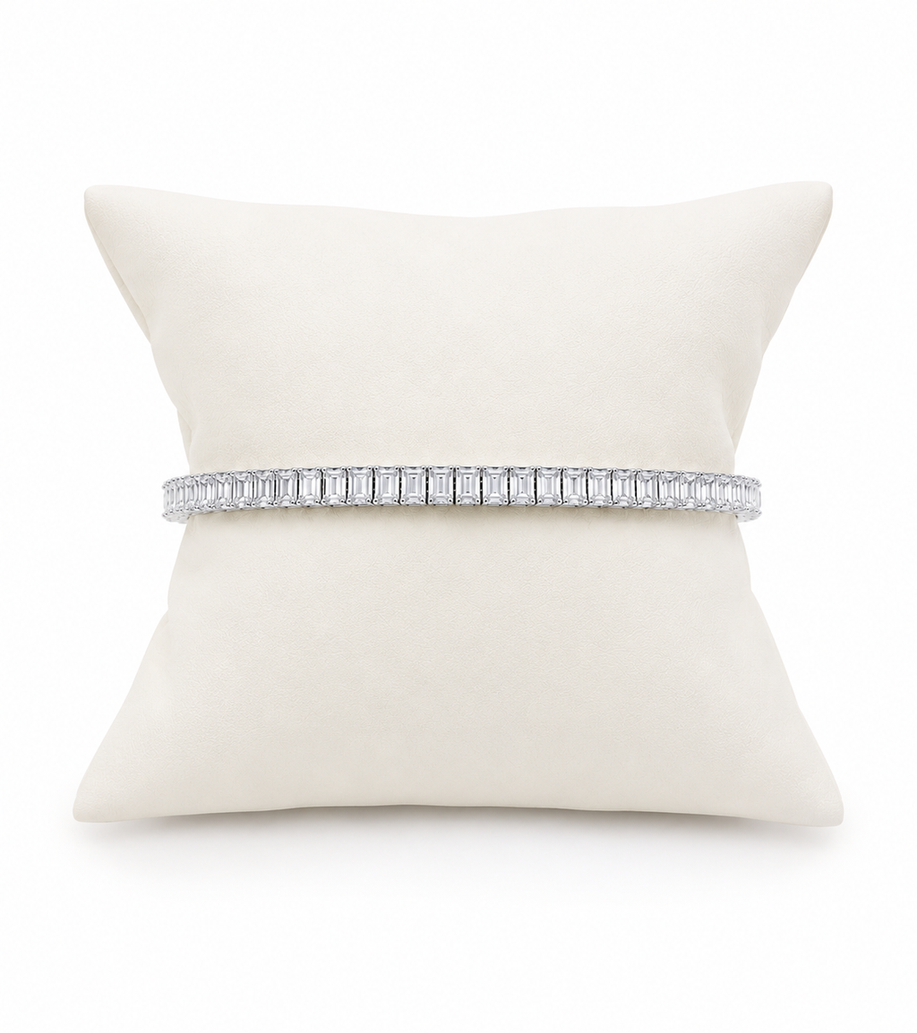 Swarovski Taşlı Baget Suyolu Gümüş Bileklik