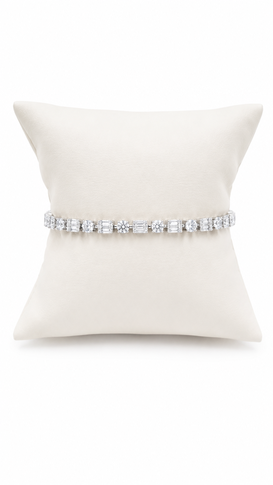 Swarovski Taşlı Baget Yuvarlak Gümüş Suyolu Bileklik