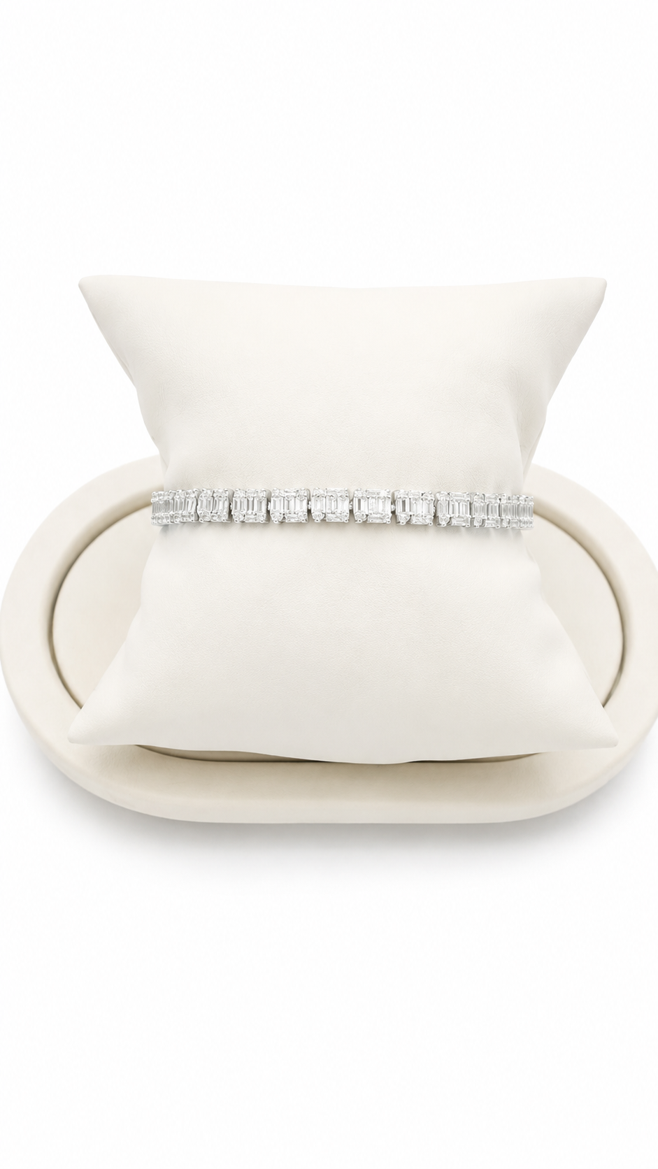 Swarovski Taşlı Baget Yuvarlak Gümüş Suyolu Bileklik