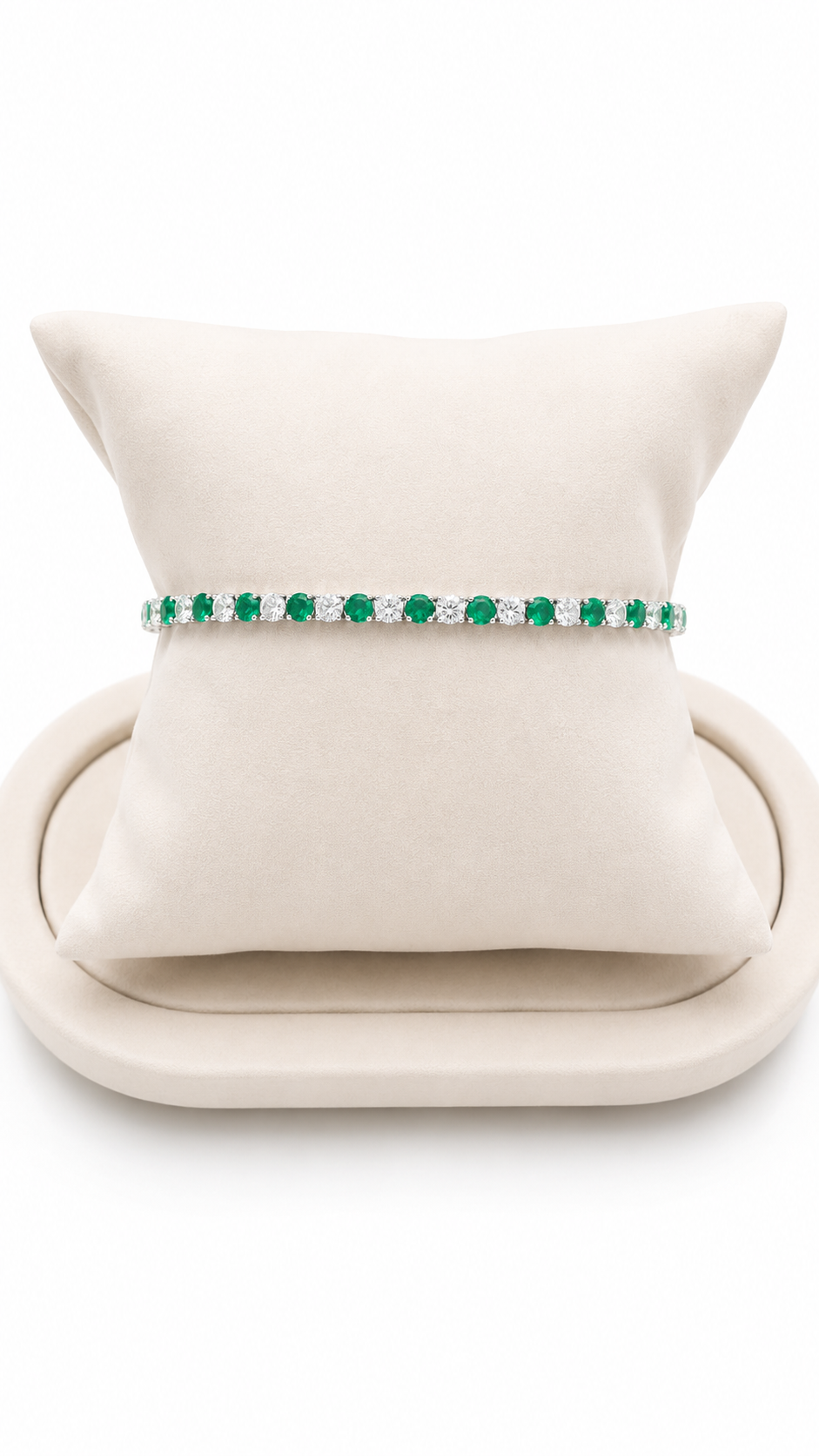 Zümrüt Renkli Swarovski Taşlı Suyolu Gümüş Bileklik