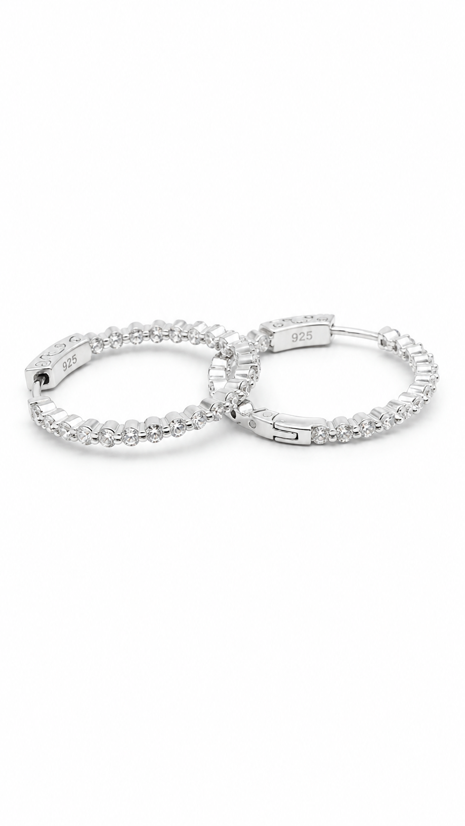 Daire Kesim Swarovski Taşlı Gümüş Küpe