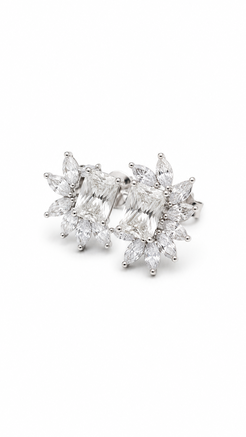 Swarovski Taşlı Emerald Kesim Gümüş Küpe