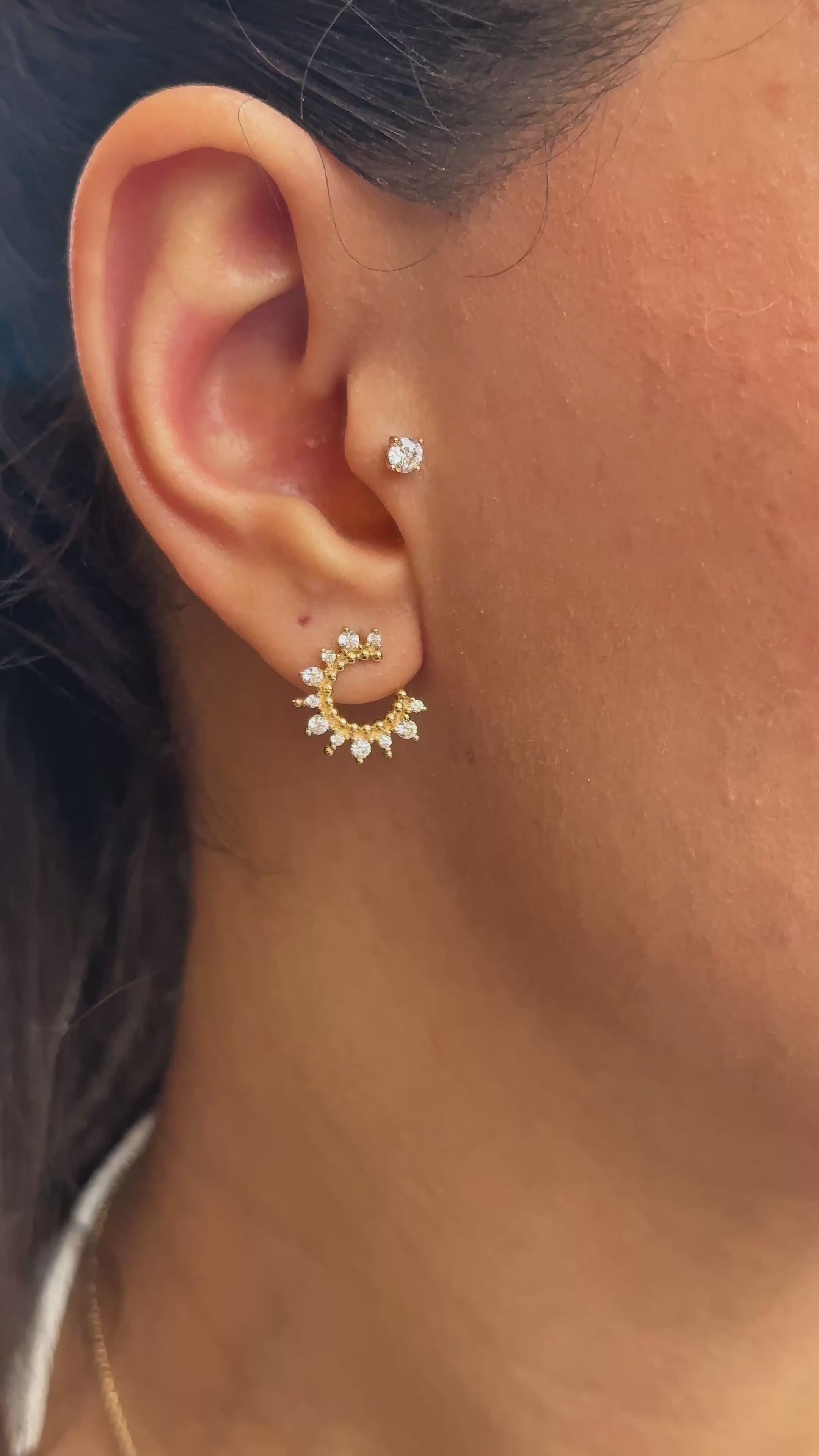 Işıltılı Ear Cuff Altın Küpe