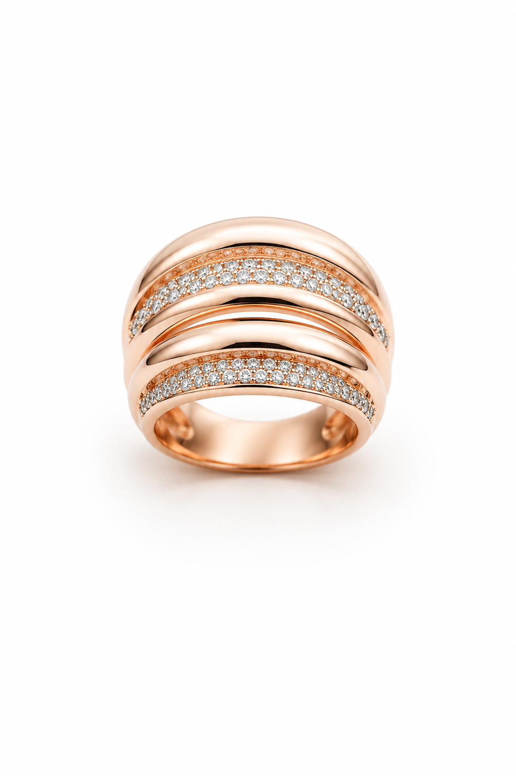 Rose Renk Sarmal Swarovski Taşlı Gümüş Yüzük