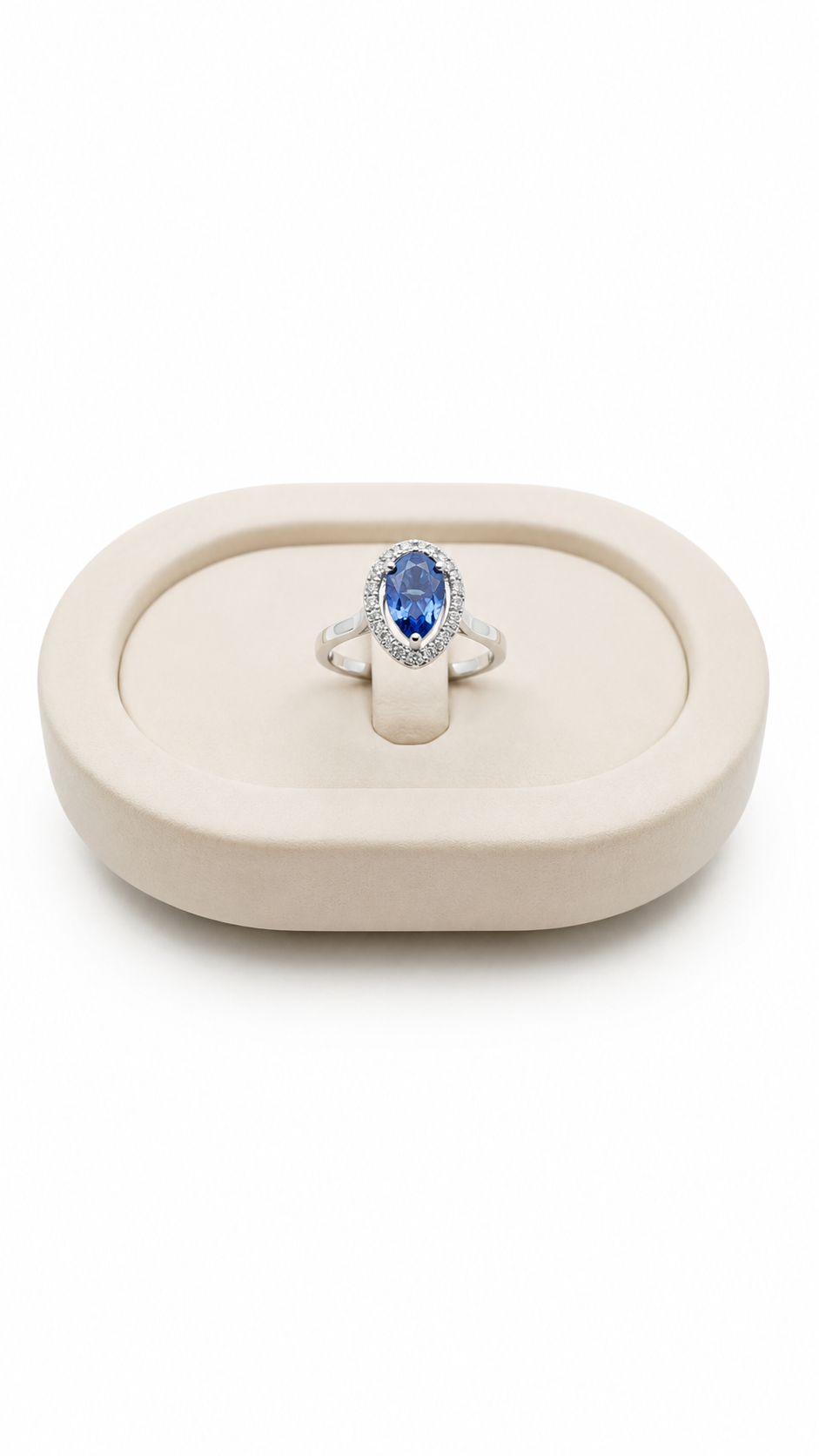 Swarovski Taşlı Safir renk Oval Kesim Gümüş Tekataş Yüzük