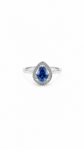 Swarovski Taşlı Safir renk Oval Kesim Gümüş Tekataş Yüzük