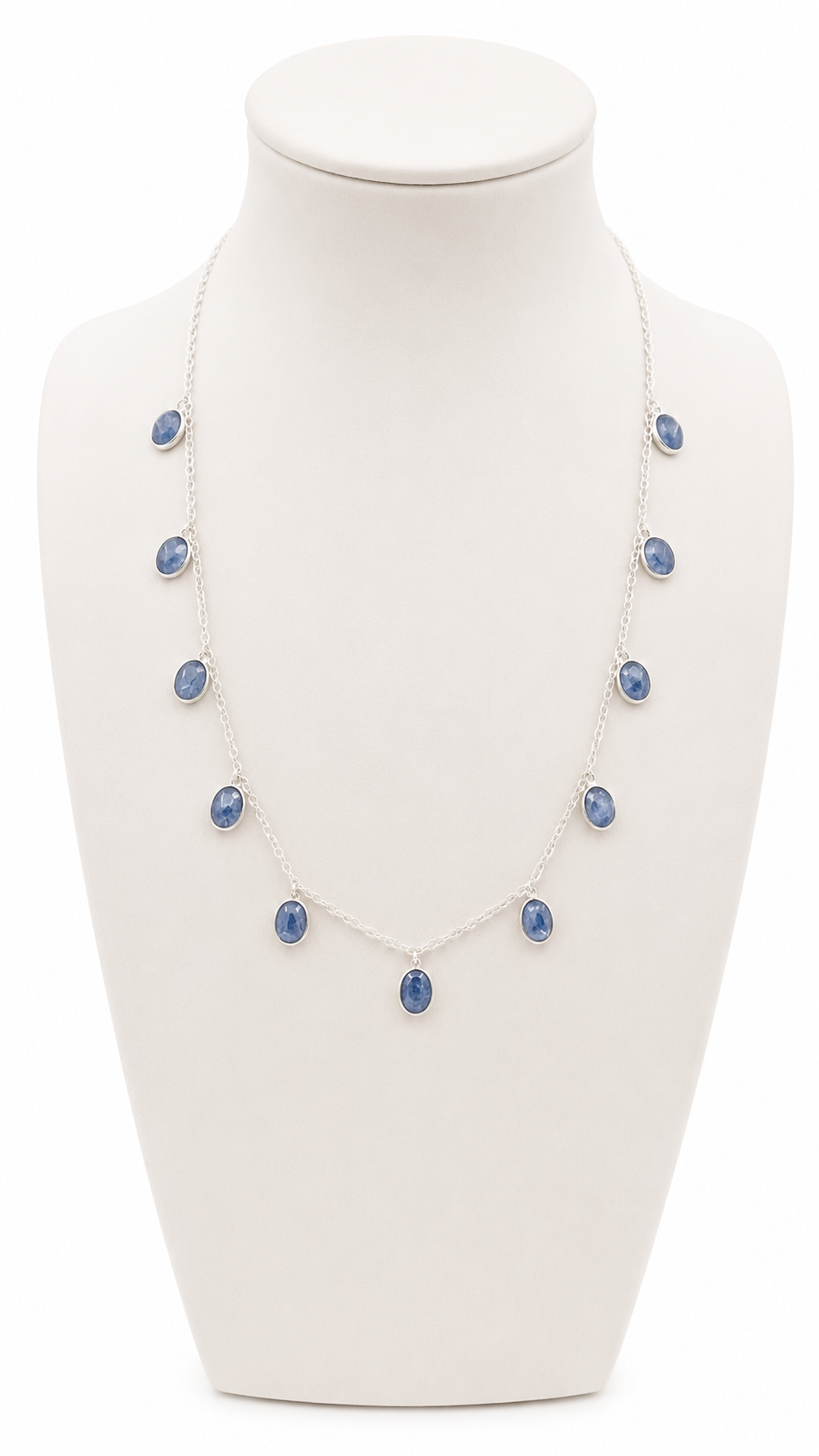 Safir Renkli Swarovski Taşlı Gümüş Küpe