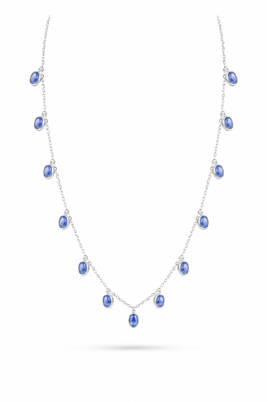 Safir Renkli Swarovski Taşlı Gümüş Küpe